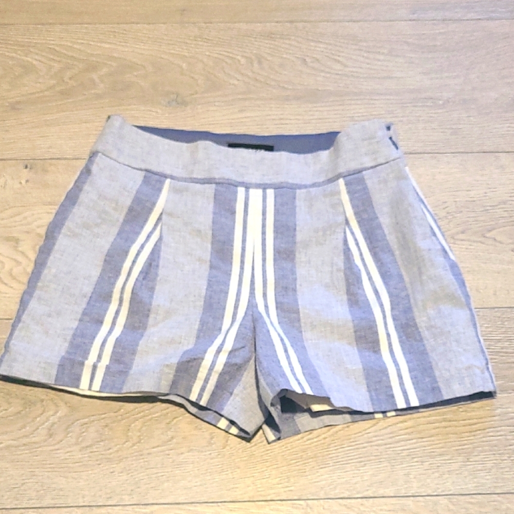 Express High Waist Gray and White Striped Shorts S